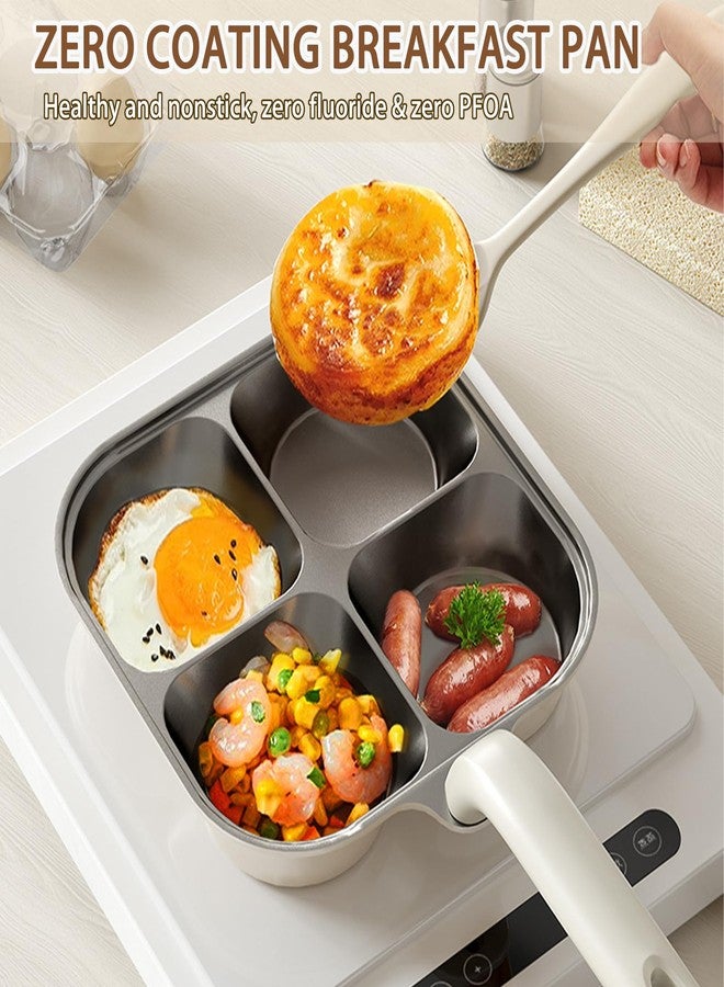 JUSTUP مقلاة بيض JUSTUP سعة 4 أكواب، غير لاصقة، مصنوعة من السيراميك التيتانيوم الصحي، مناسبة لجميع أنواع المواقد، مزودة بمقابض مقاومة للحرارة وقابلة للرفع، سهلة التنظيف، خالية من حمض البيرفلوروكتانويك (أسود). - Image 2